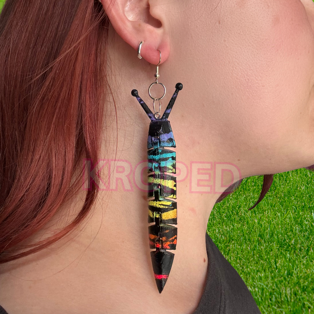 Neon Graffiti Slug Earrings
