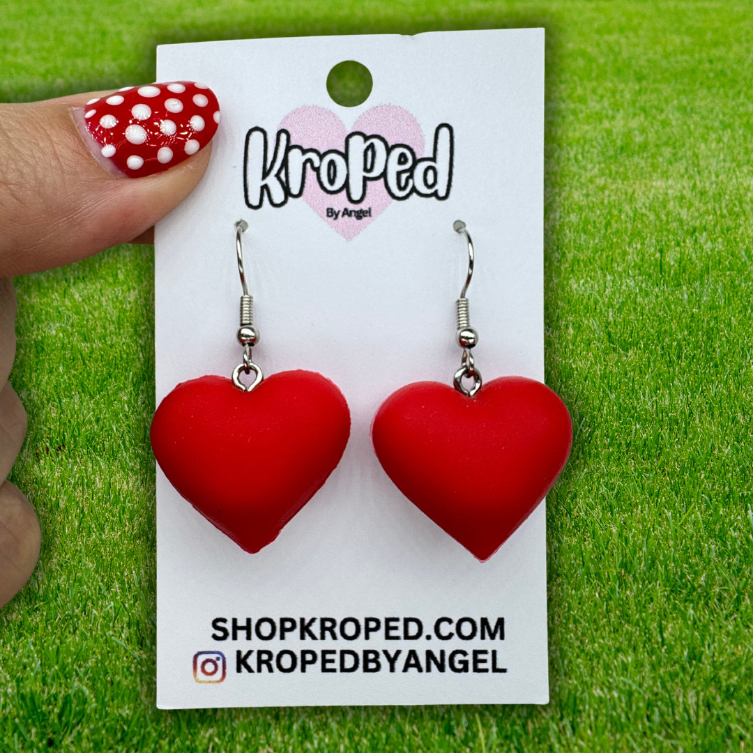 Red Rubber Heart Earrings