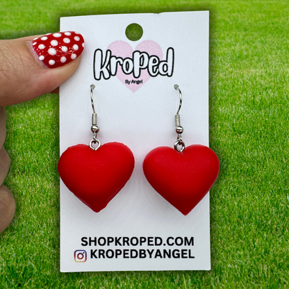 Red Rubber Heart Earrings