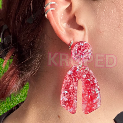 Red Sparkle Stud Earrings