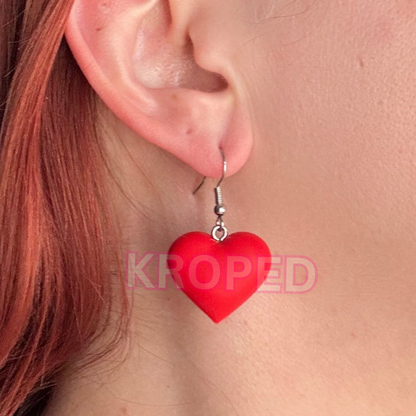 Red Rubber Heart Earrings