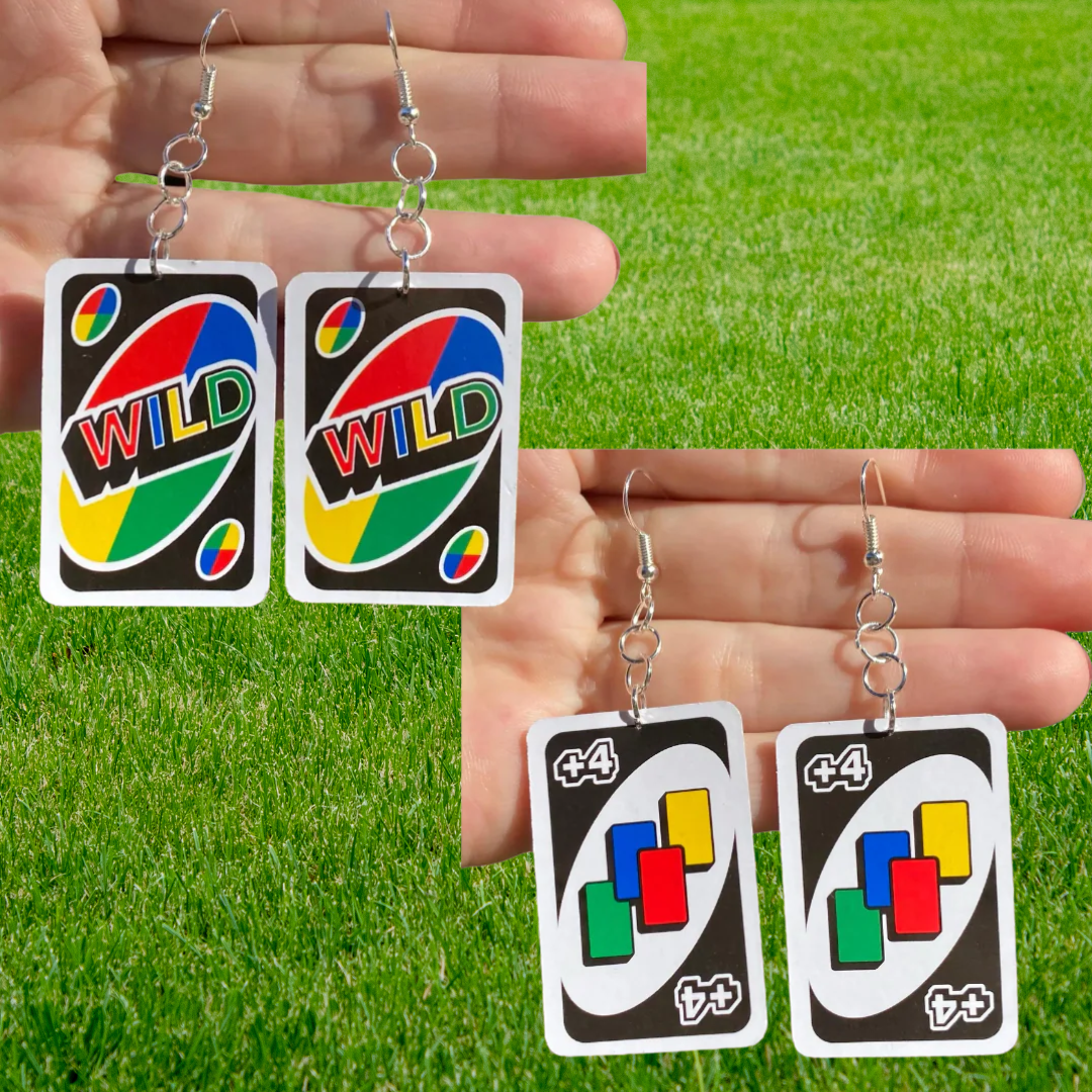 Uno Card Earrings