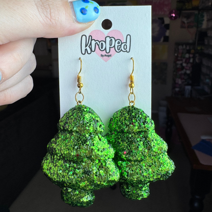 Christmas Tree Glitter Earrings