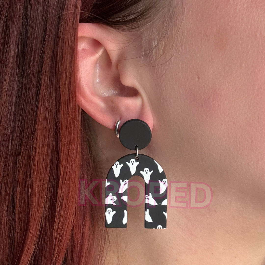 Black Ghost Stud Earrings