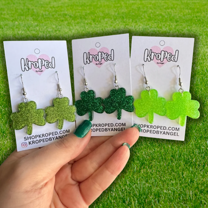 Small Glitter Clover Earrings