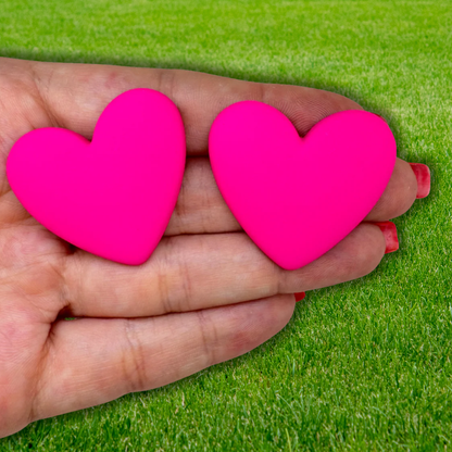 Matte Pink Heart Stud Earrings