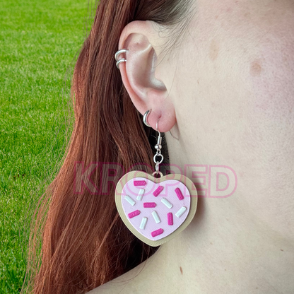 Pink Heart Sugar Cookie Earrings