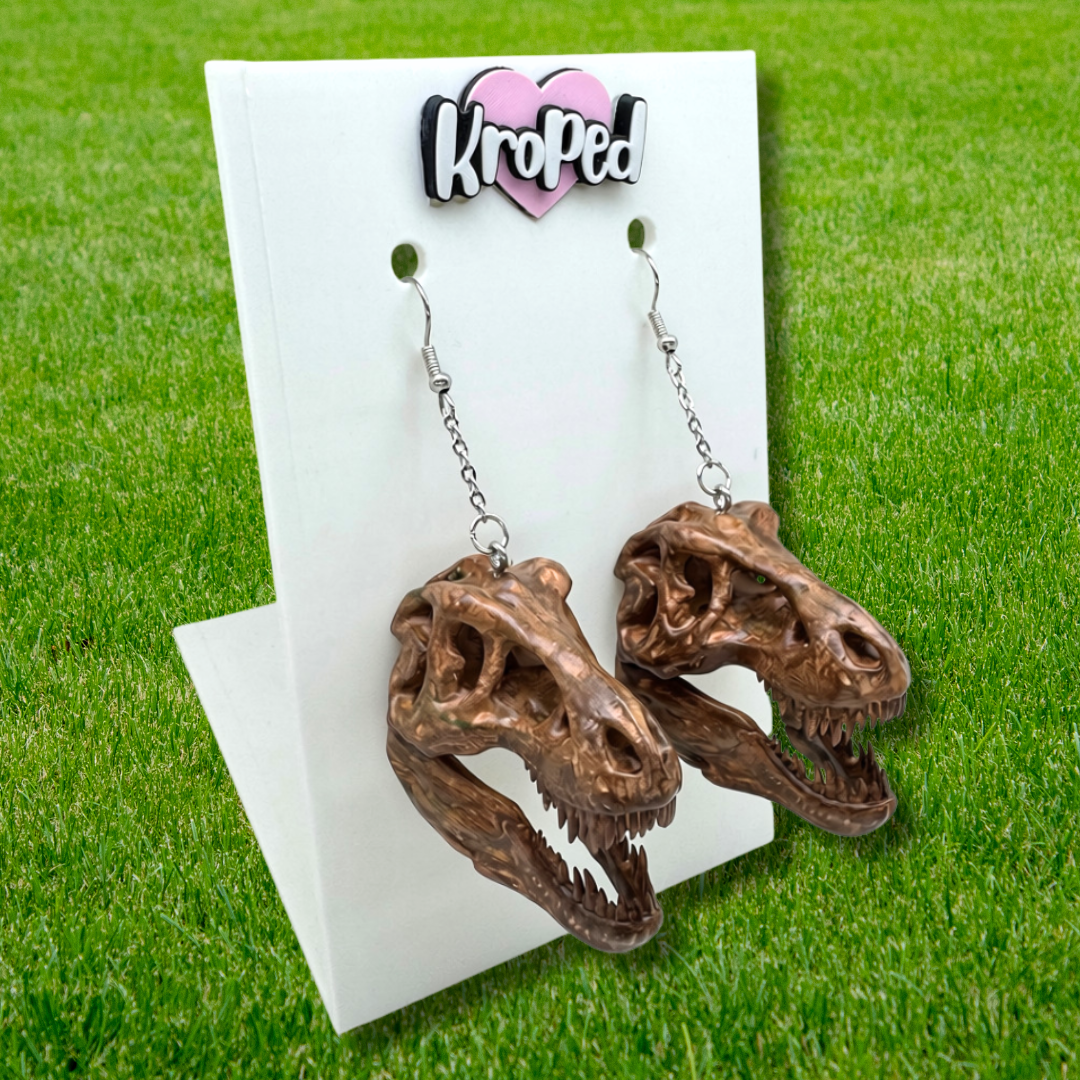 T-Rex Dinosaur Skull Earrings