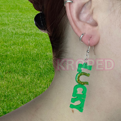 Lucky Glitter Word Earrings