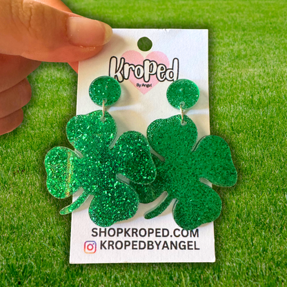 Glitter 4 Leaf Clover Stud Earrings