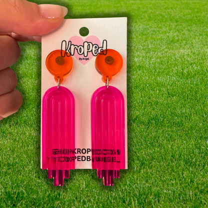 60's Neon Staggered Arch Dangle Stud Earrings