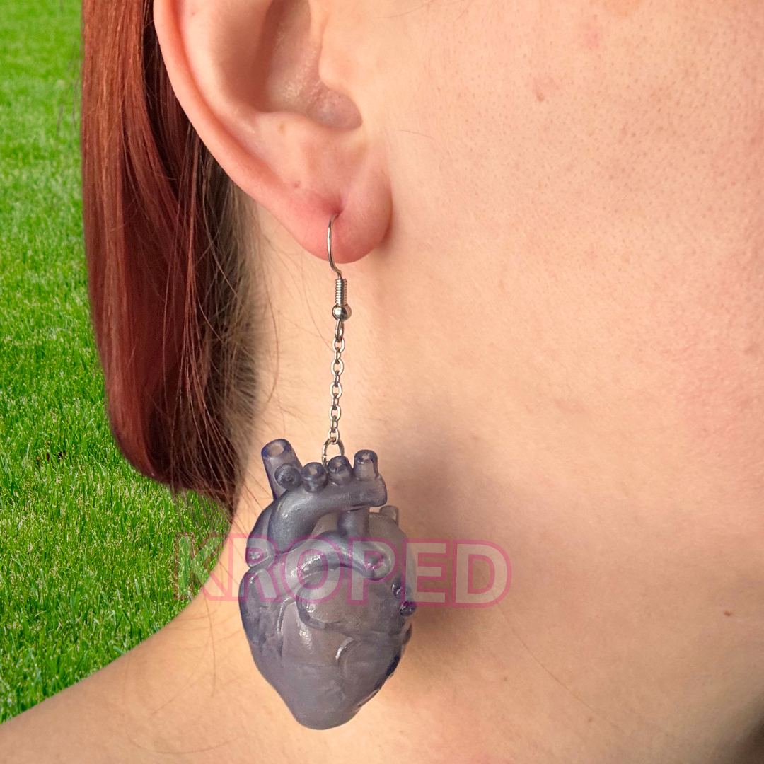 Black Anatomical Heart Earrings