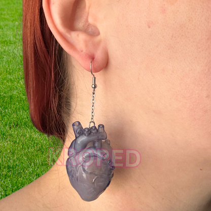 Black Anatomical Heart Earrings