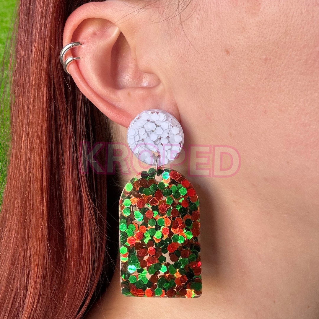 Holiday Gift Tag Stud Earrings