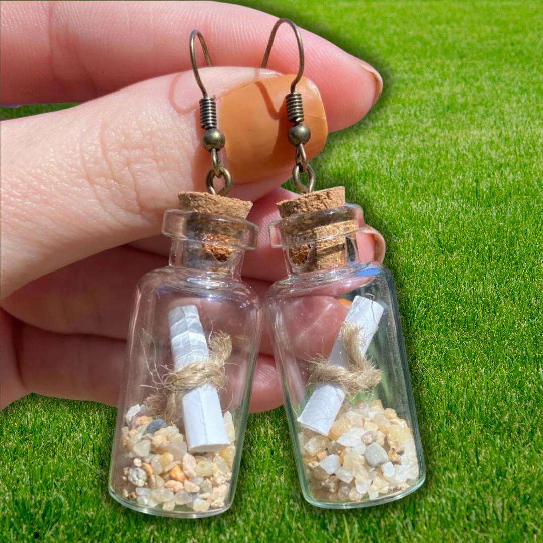 Beached Message in a Bottle Earrings