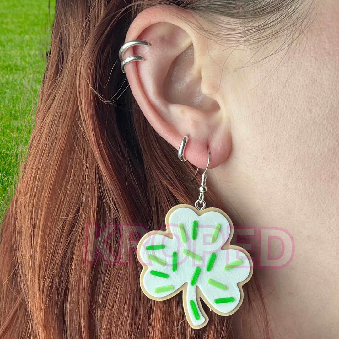 Shamrock Clover Sugar Cookie Earrings