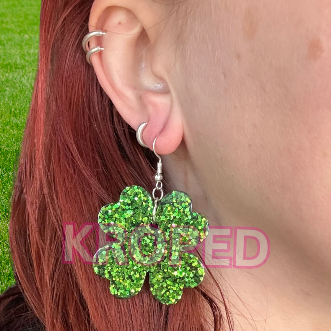 Glitter 4 Leaf Clover Earrings