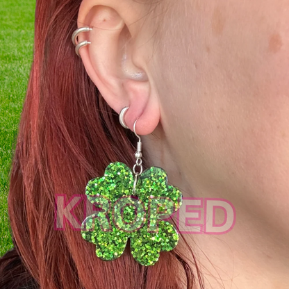 Glitter 4 Leaf Clover Earrings