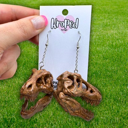 T-Rex Dinosaur Skull Earrings