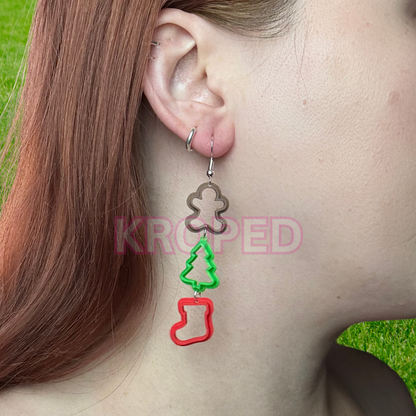 Christmas Cookie Cutter Dangle Earrings