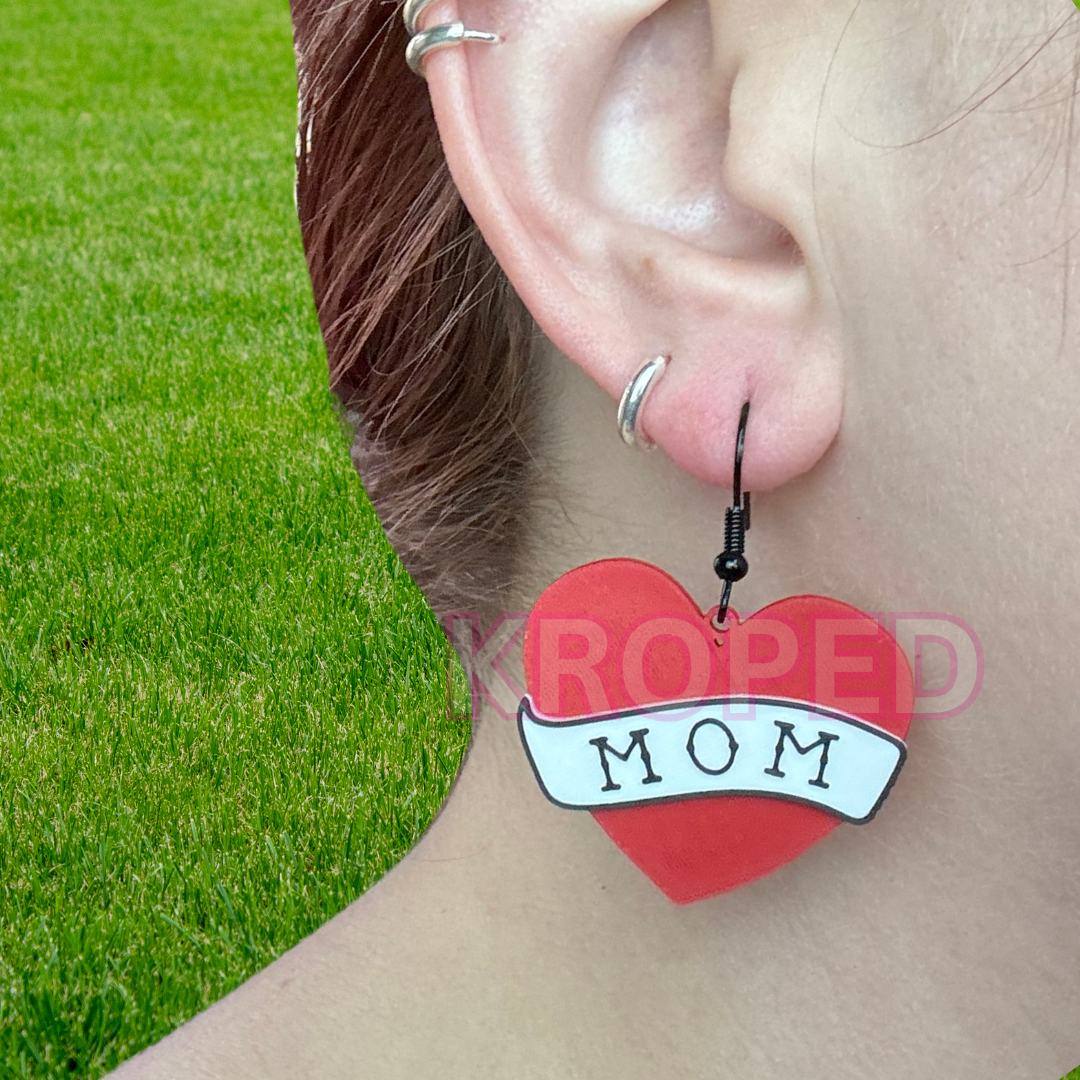 Mom Heart Earrings