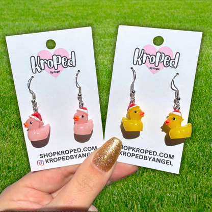 Tiny Santa Duck Earrings