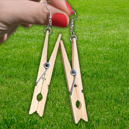 Wood Clothespin Earrings