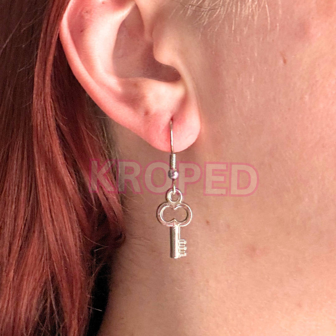 Silver Lock and Key Earrings