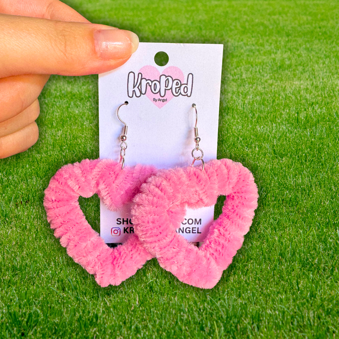 Fuzzy Heart Earrings