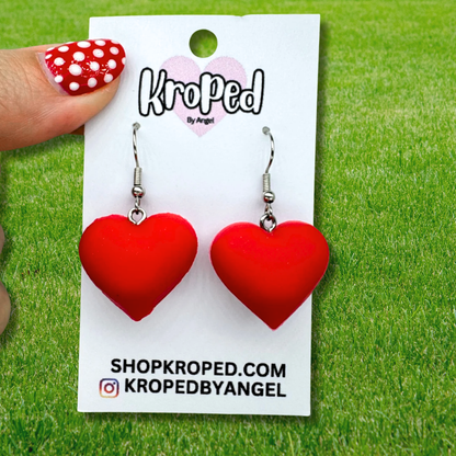 Red Rubber Heart Earrings