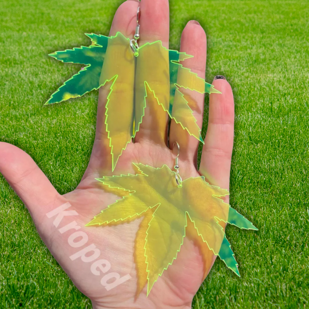 Neon Weed Leaf Earrings