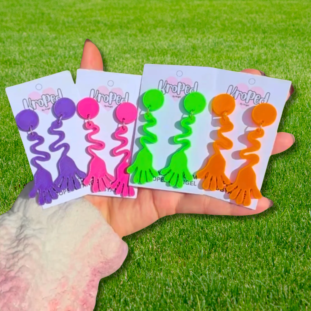 Neon Sticky Hand Earrings