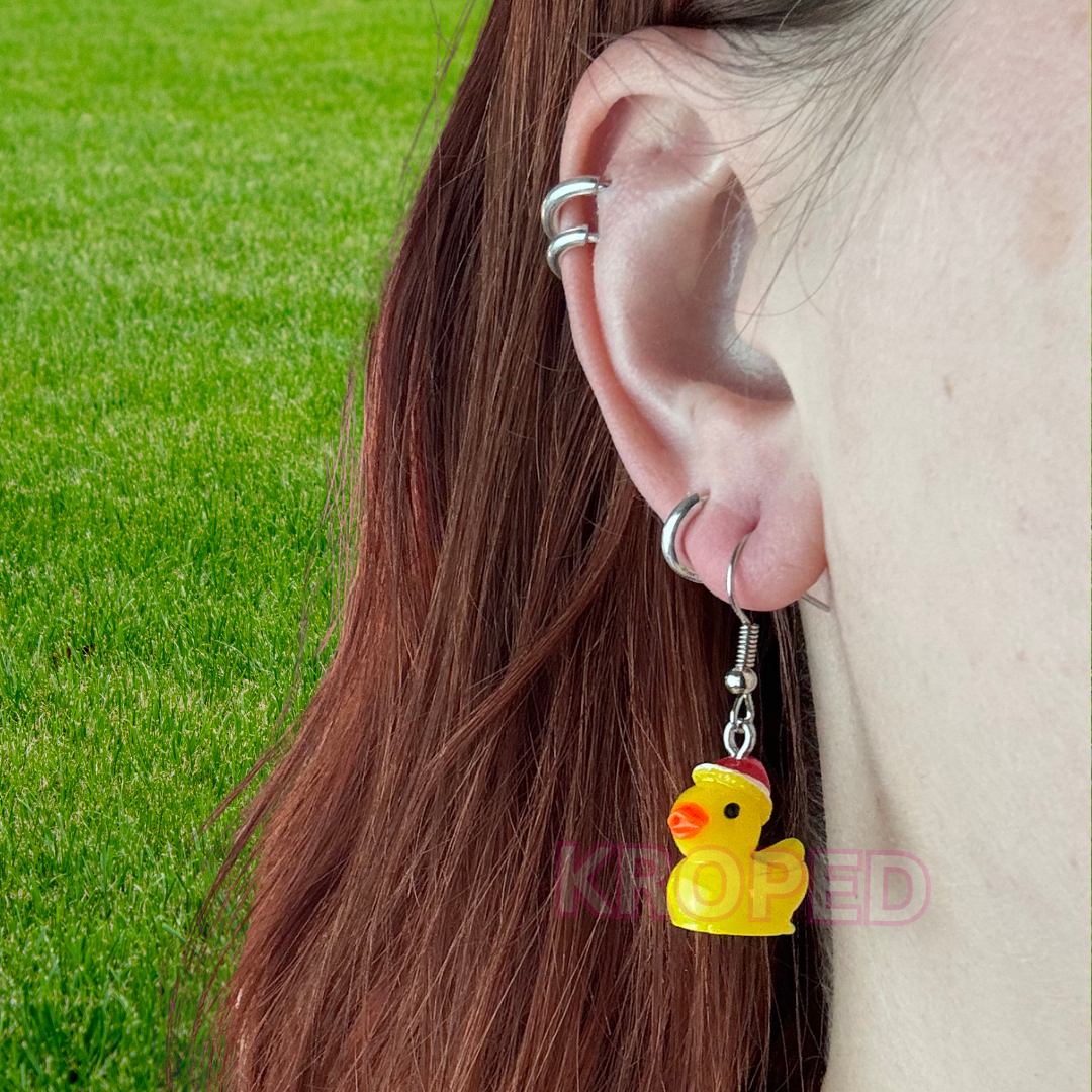 Tiny Santa Duck Earrings