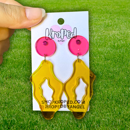 Neon Wavy Geo Shape Stud Earrings