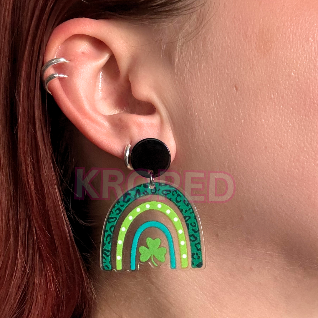 Green Rainbow Stud Earrings