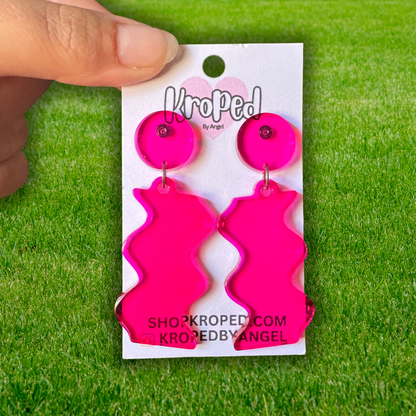 60's Neon Wavy Dangle Stud Earrings