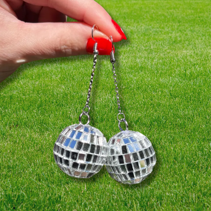 Silver Disco Queen Earrings