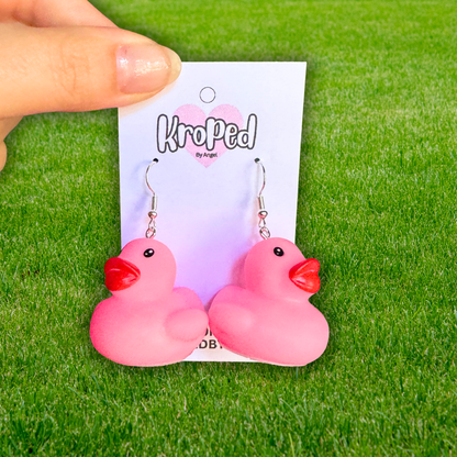 Pink Rubber Duck Earrings