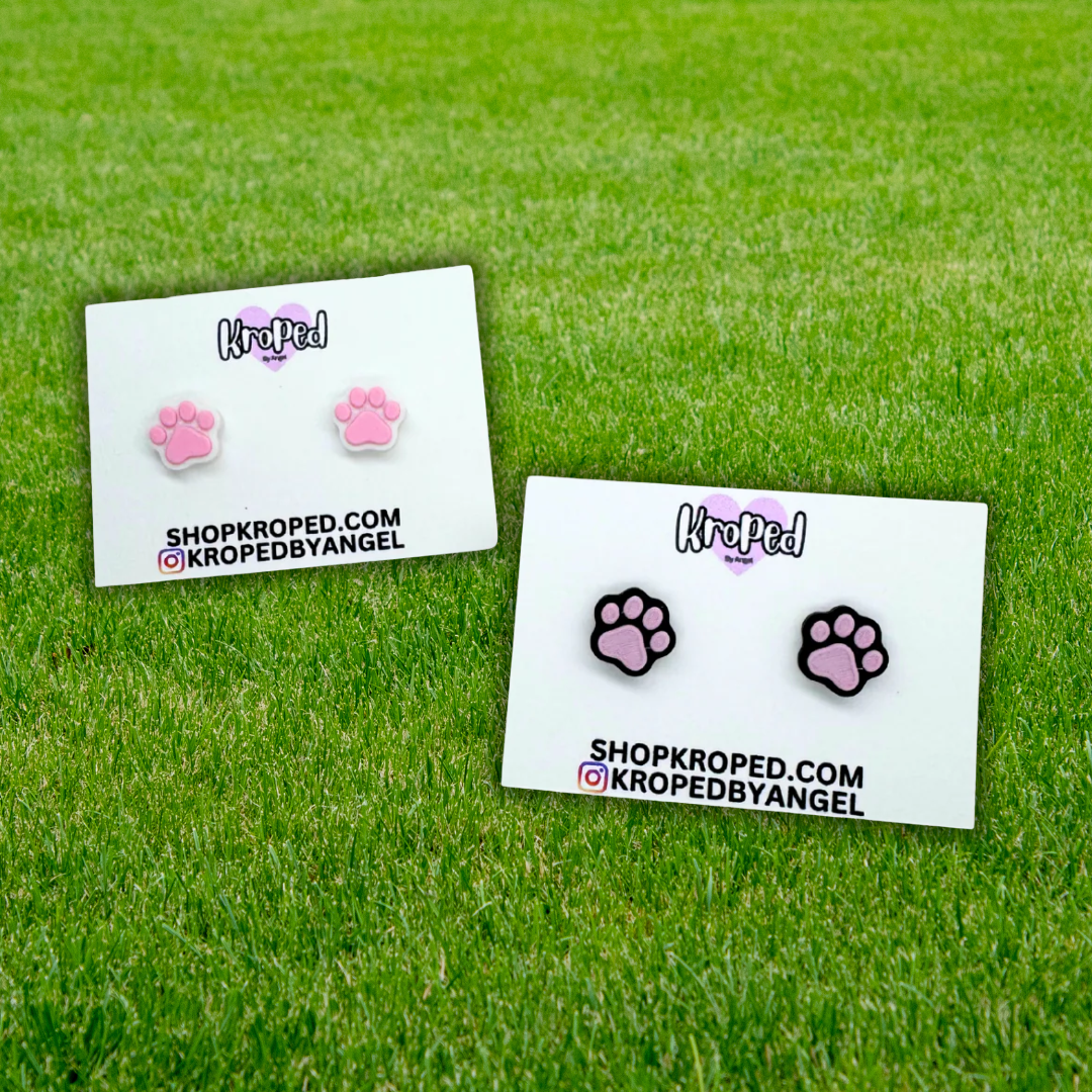 Tiny Paw Stud Earrings