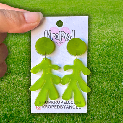 Green Leaf Stud Earrings