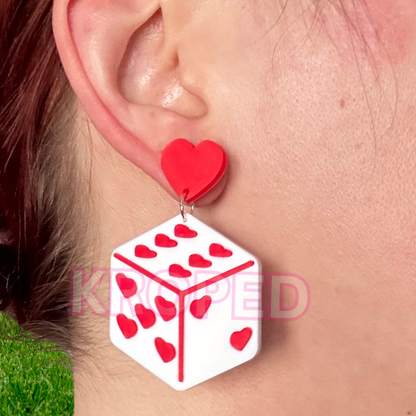 Heart Dice Stud Earrings