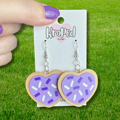 Pink Heart Sugar Cookie Earrings