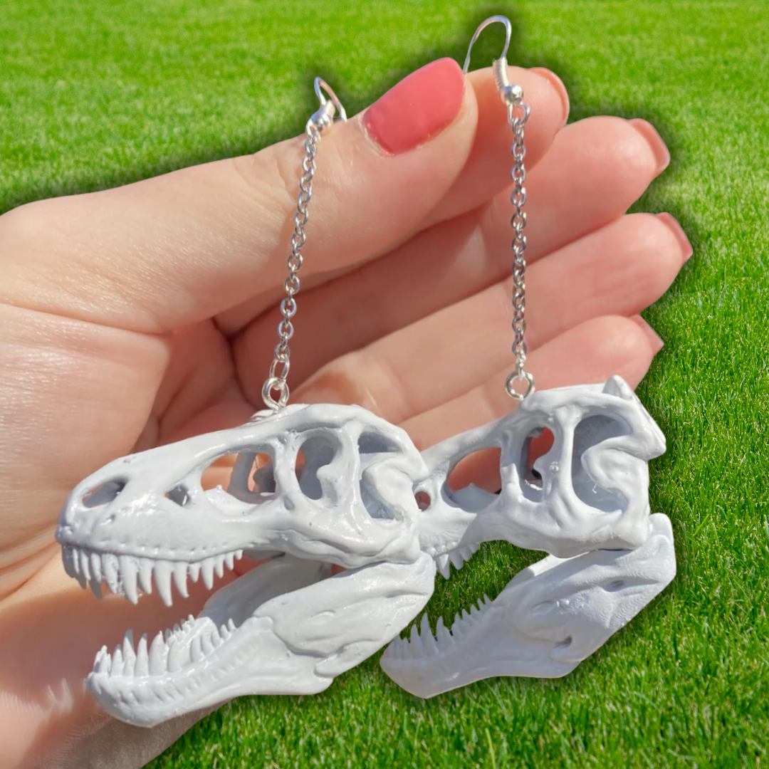 T-Rex Dinosaur Skull Earrings
