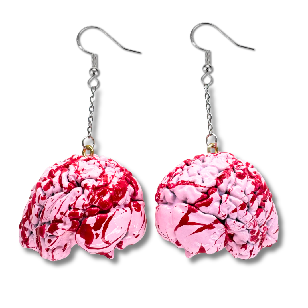 Bloody Anatomical Brain Earrings
