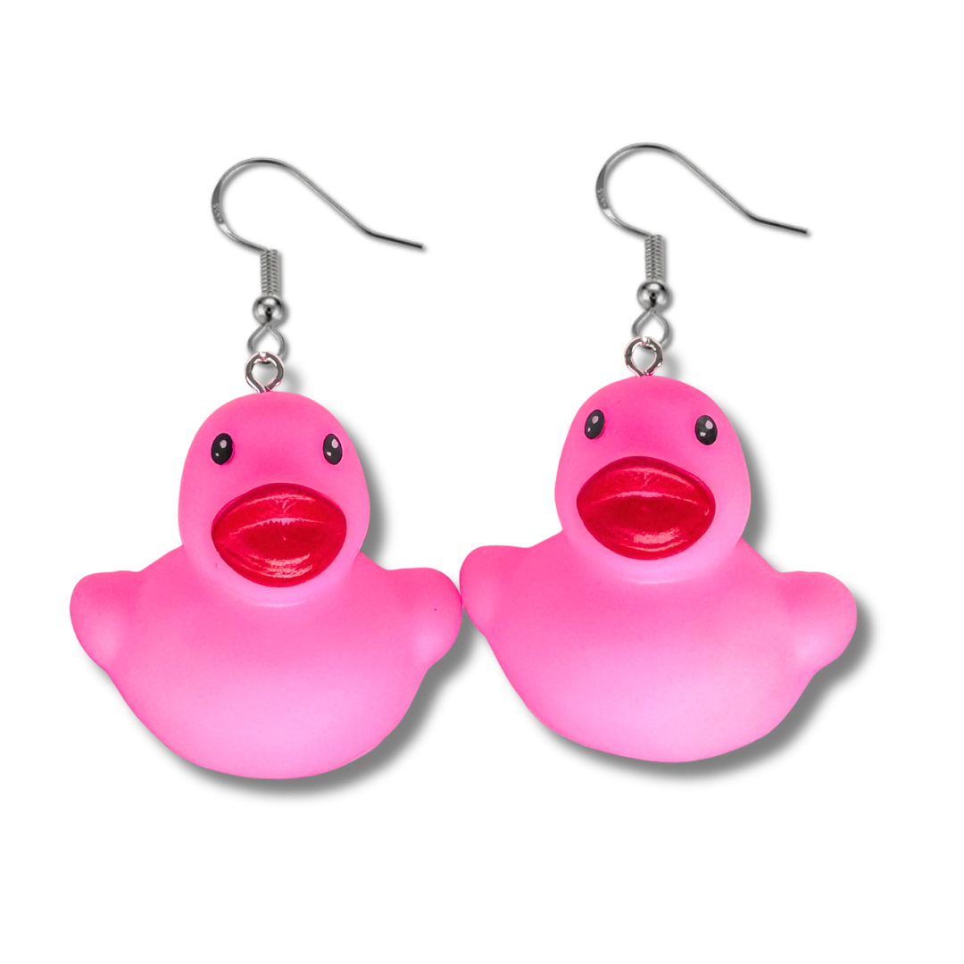 Pink Rubber Duck Earrings