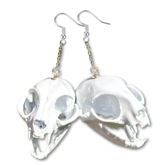 3D Printed Cat Skull Earrings
