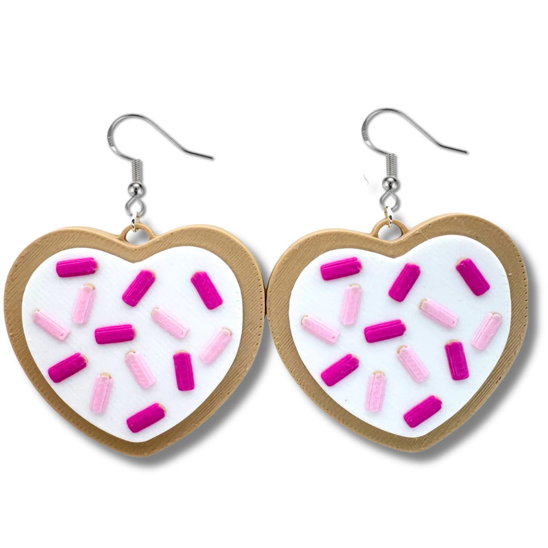 Valentine's Day Heart Sugar Cookie Earrings
