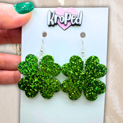 Glitter 4 Leaf Clover Earrings