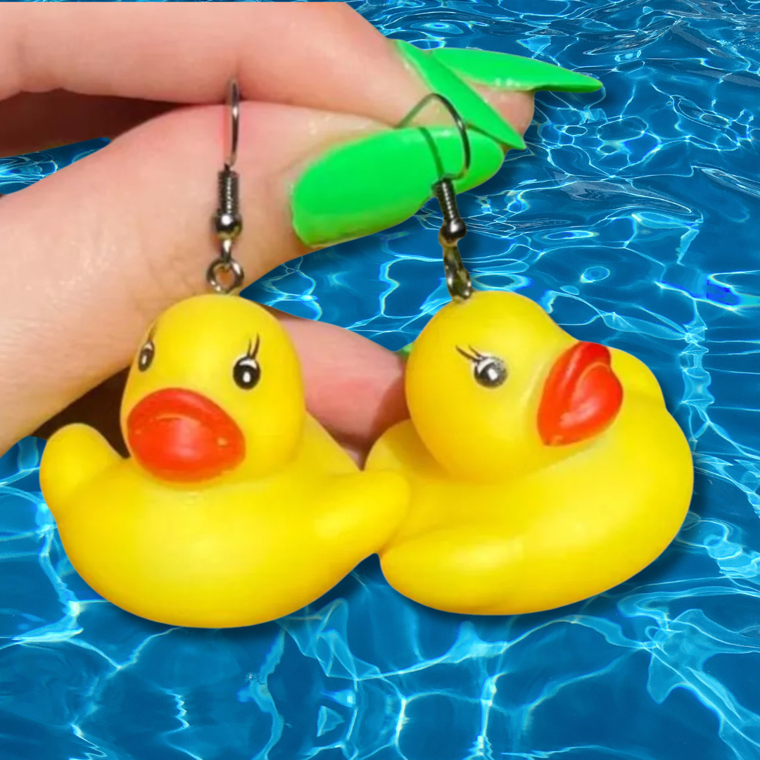 Yellow Rubber Duck Toy Earrings