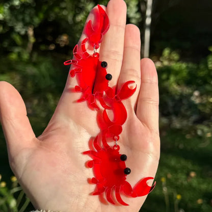 Red Acrylic Crab Earrings
